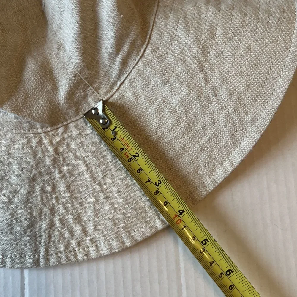 Nordstrom OZ S/M Hat Sun Protection Beach Packable Foldable 100% Linen NWOT